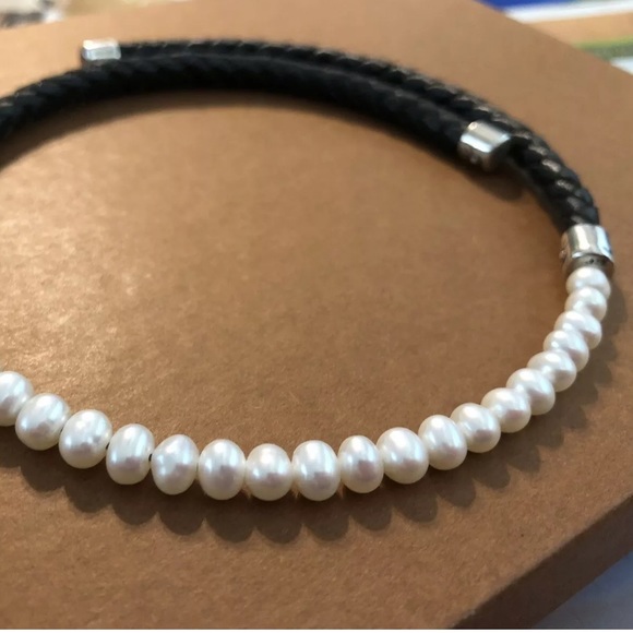 Silpada Freshwater Pearl & Black Leather Choker N1066 Vintage - Picture 12 of 15